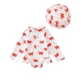 thumbnail image 3 of FYDUU Baby Girl One-Piece Swimsuit Toddler Bathing Suit Bow Print Zipper Long Sleeve Rash Guard Swimwear with Sun Hat Beach Outfit 18-24 Months, 3 of 9