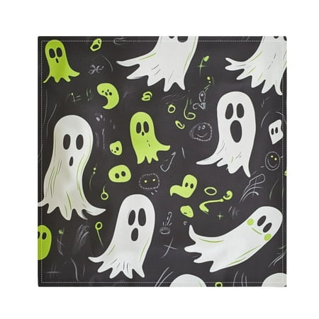 

WOBOGO White Cartoon Ghost Black Background Pattern Cloth Napkins 1 Piece Soft Elegant Touch Durable Absorbent Quick Drying for Elegant Dining
