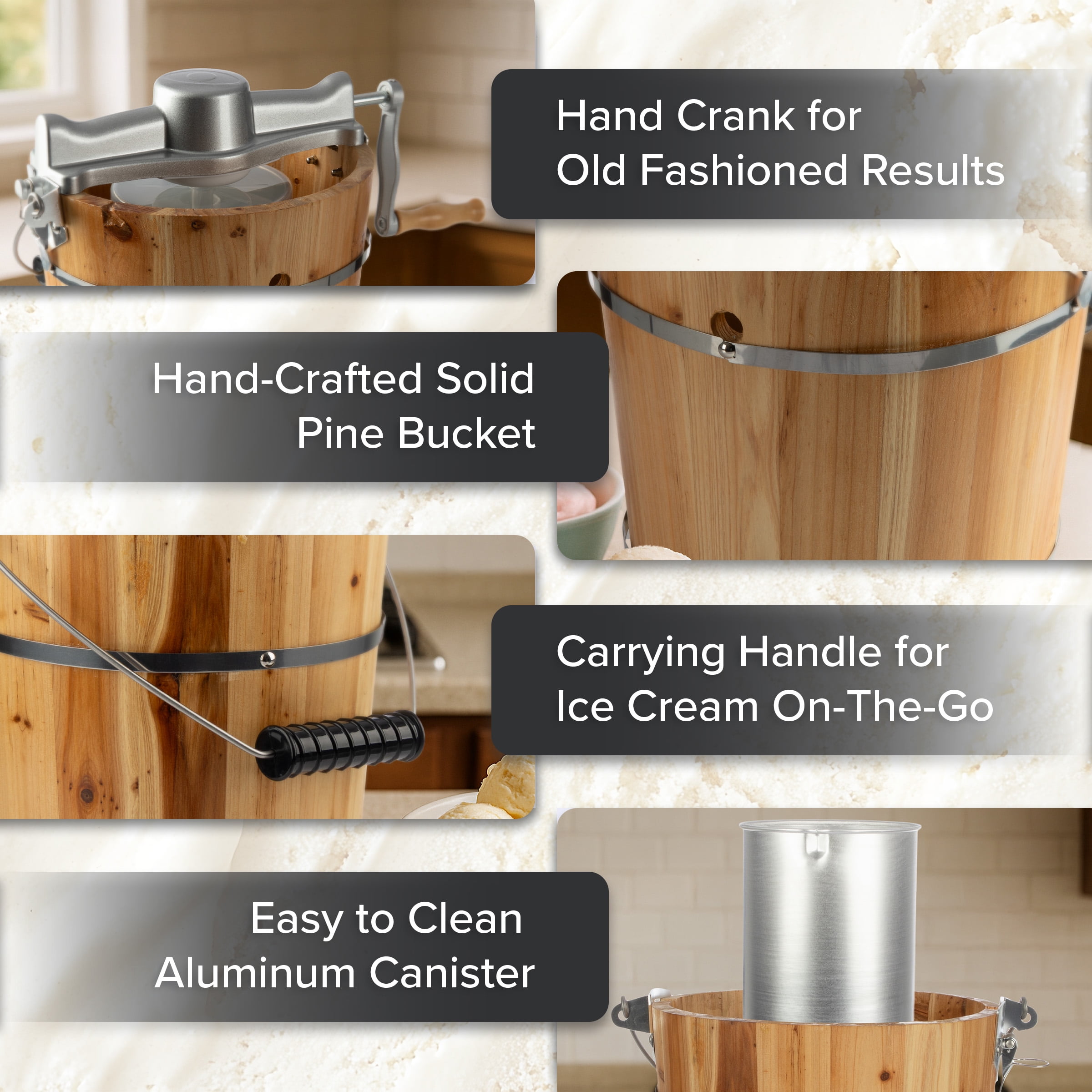 Classic Cuisine 4Qt Old Fashioned Electric Ice Cream Maker Machine