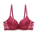 thumbnail image 2 of AINIYS Thin Fabric Bralettes Push-Up Bra Underwire Floral Lace Cleavage Bra Bralette Breathable Everyday Bras Secure Fit Bra for Women Lift and Support Push-Up Bra Wine 36, 2 of 3