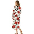 thumbnail image 2 of SEANATIVE Long Sleeve Nightgowns for Women Soft Sleepshirt Night Gown, Women's Pajama Dress with Partial Buttons, Cozy Ankle Length Nightdress, XL, Red Rose White, 2 of 7