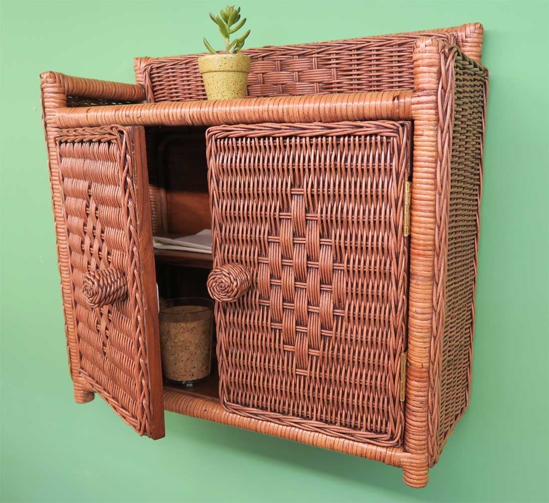 Wicker Wall Rack, 2 Doors Teawash - Walmart.com