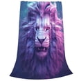 thumbnail image 2 of Honeii Cool Lion Head Print Fleece Blanket - Throw Blanket for Bed, Sofa, Couch, Camping, and Travel , Microplush Ultra Soft Warm Blanket-80"x60", 2 of 7