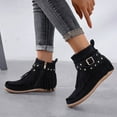 thumbnail image 4 of TAIAOJING Boots For Women Solid Suede Retro Toe Round Short Tassel Zipper Flat Color Booties Boots Winter Warm Shoes, 4 of 9