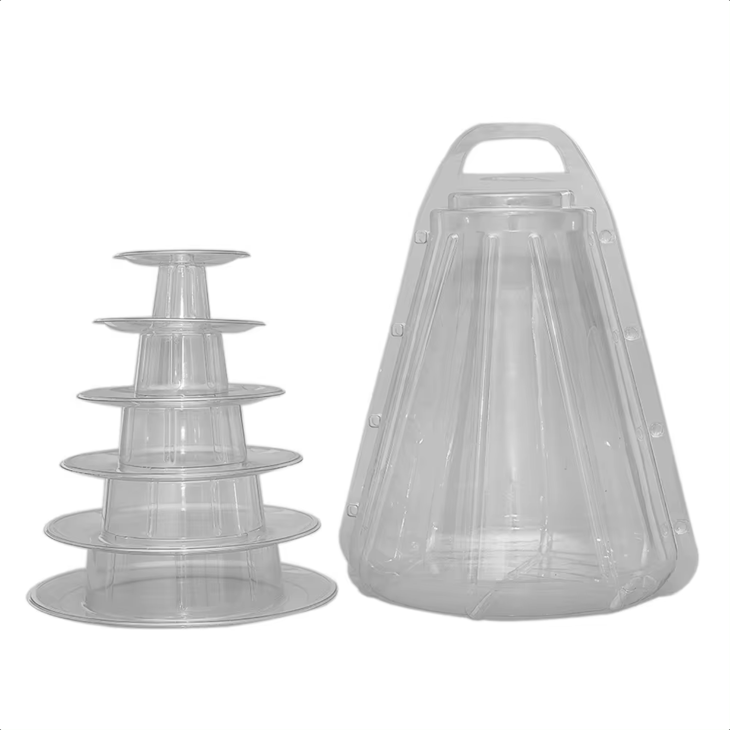 LIDNGLN Transparent Plastic Macaron Tower Stand - Elegant 6 Tiers Round Cake Display Rack Perfect for Desserts  Cupcakes  and Party Treats