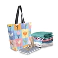 thumbnail image 2 of FORMRS Womens Canvas Tote Bag with Zipper Inner Pocket Shoulder Handbag, Blue Flowers, 2 of 7