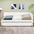 thumbnail image 3 of Euroco Upholstered Twin Size Daybed with Trundle for Living Room, White, 3 of 11