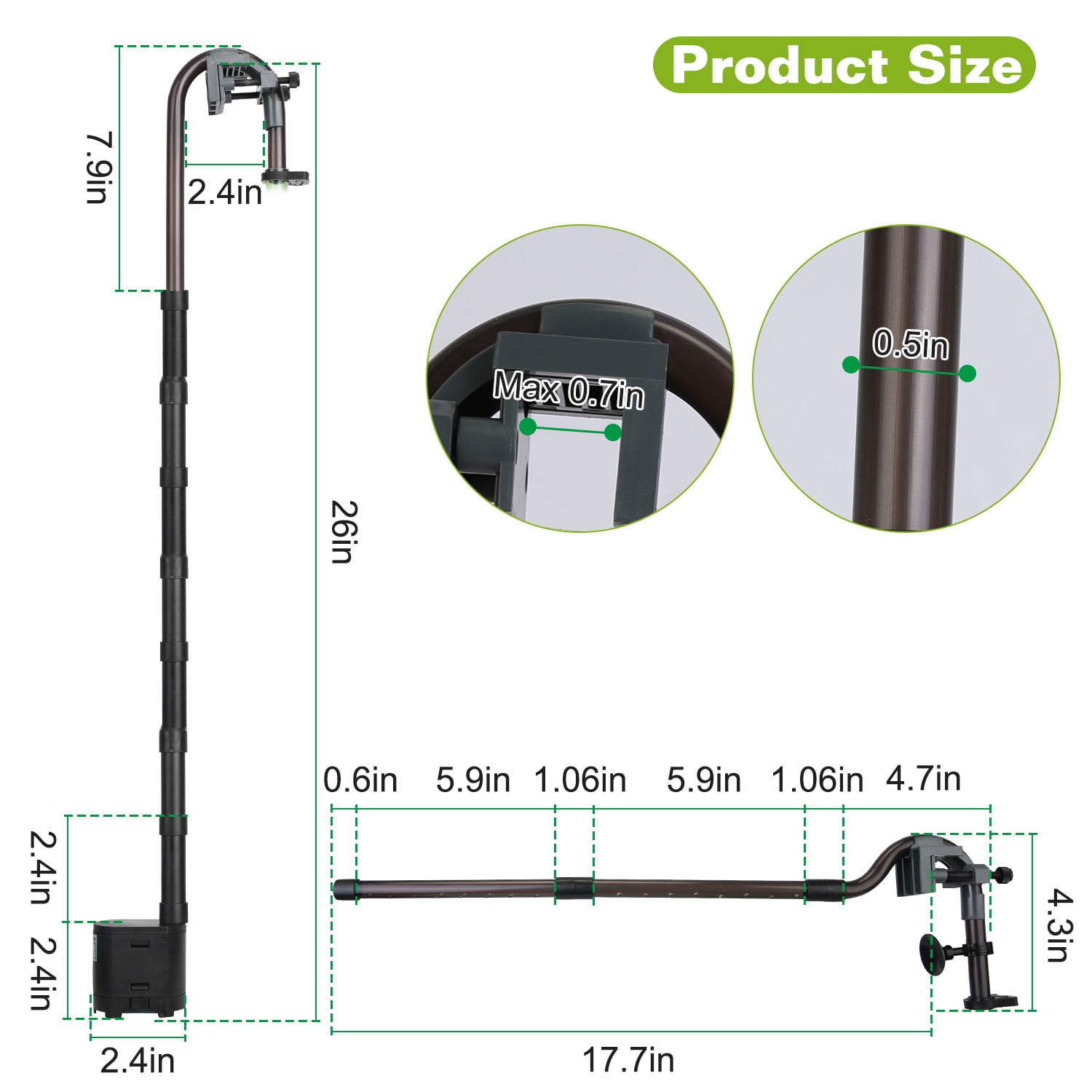 External Canister Filter ,External Filter for Fish Tank 600L/H 6W  35.4in Max Height Easy Installation Silent