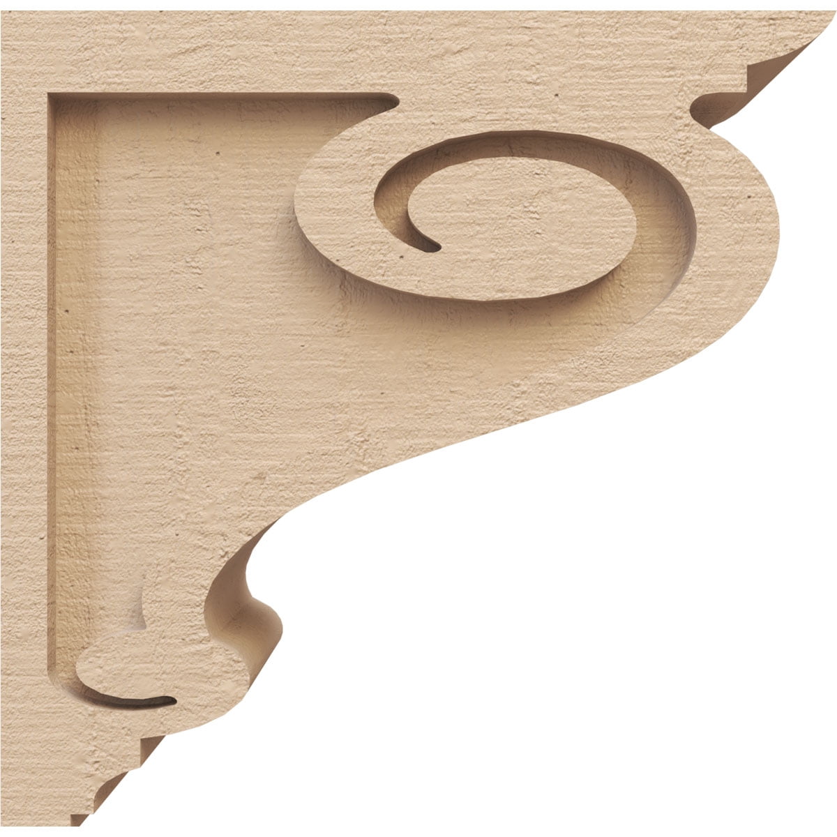 5"W x 10"D x 10"H Classic Scroll Rough Cedar Woodgrain TimberThane Corbel, Primed Tan
