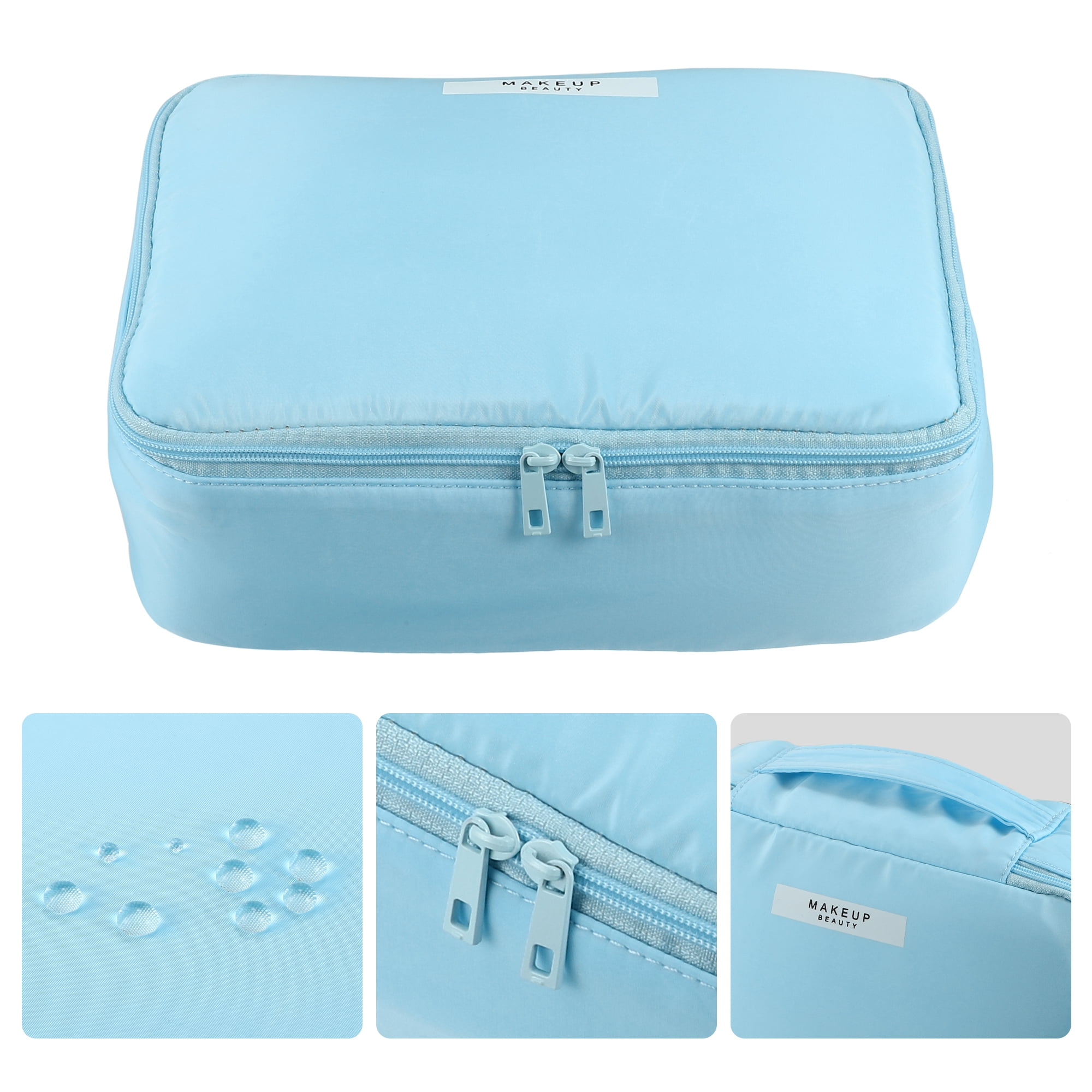 Unique Bargains Floral Makeup Bag Zipper Flower Cosmetic Pouch Blue