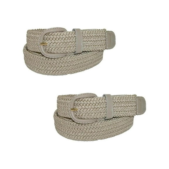 CTM Elastic Braided Belt with Covered Buckle (Pack of 2) (Men)