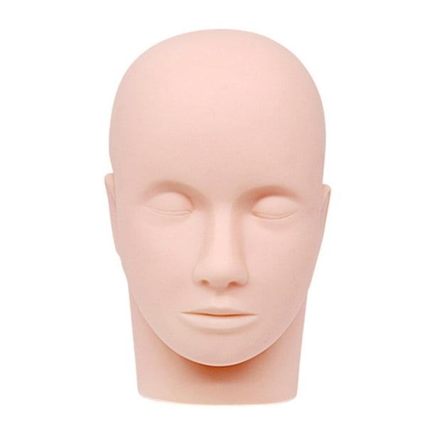 Cabeza de maniquí de extensión de pestañas, cabeza de entrenamiento de práctica, con muñeca de cosmetología estable de montaje (color de piel) para