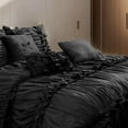 thumbnail image 4 of EvJk 7 Piece Ruched Pleat Comforter Set, Black Romantic Bed in a Bag, King, 4 of 5