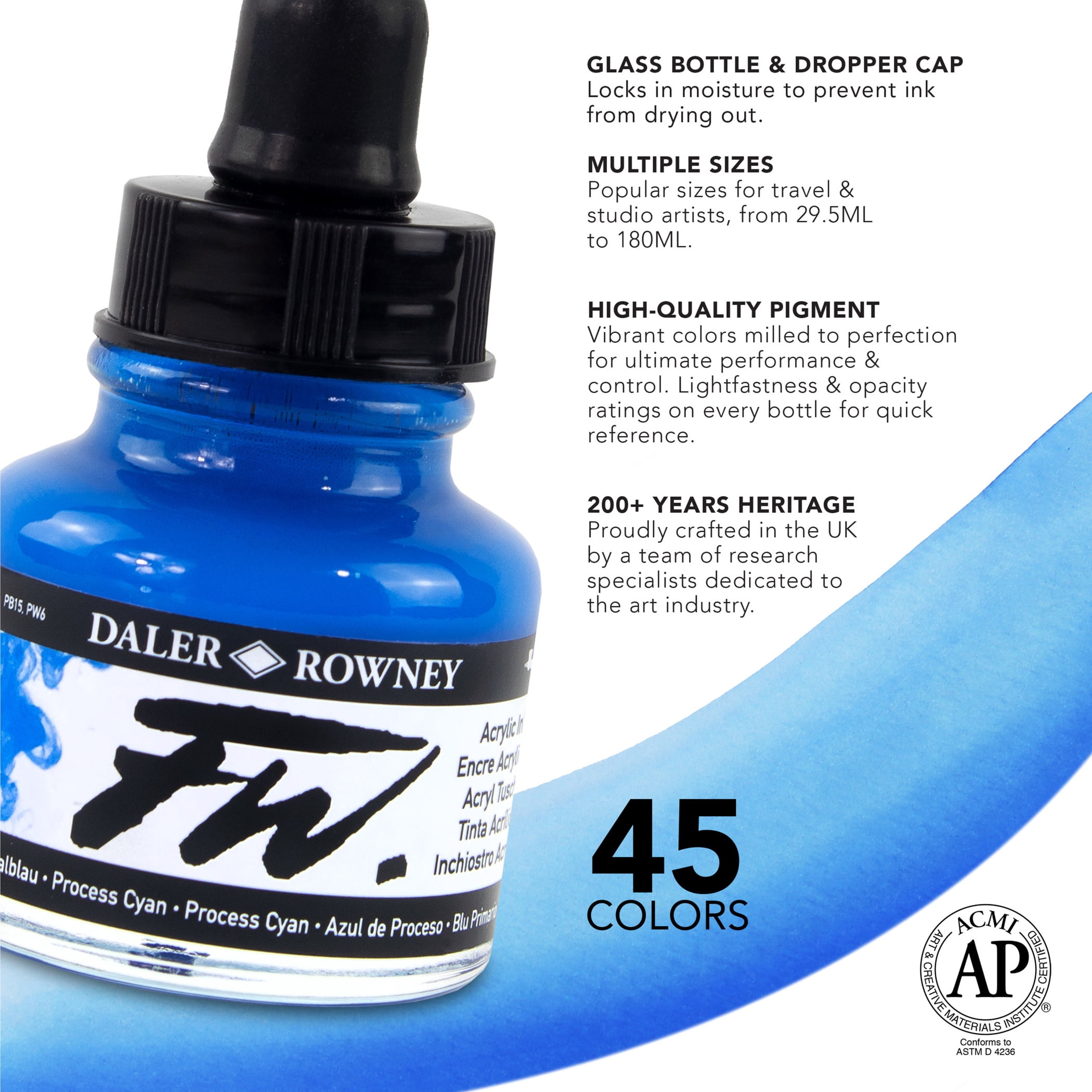 Daler-Rowney FW Acrylic Ink, Gold Imitation, 29.5ml, 3 Pack