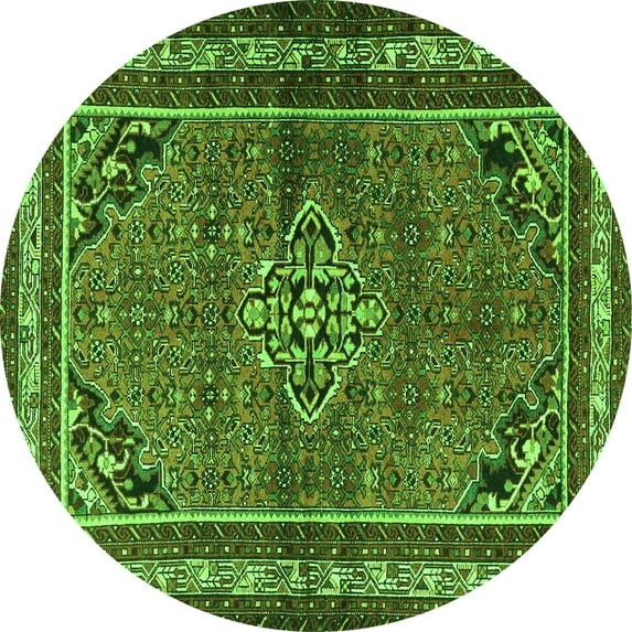 Ahgly Company Indoor Round Persian Green Traditional Area Rugs, 4' Round