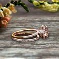 thumbnail image 5 of 2.25 Carat 6mm Round Morganite Bridal Set 10k Rose Gold Engagement Ring Halo Stacking Matching Band Promise Ring Anniversary Ring Surprisingly Ring, 5 of 5