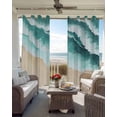 thumbnail image 2 of Abstract Watercolor Blackout Curtains for Bedroom Living Room, Gradient Green Waves Beach Seaside 90 In Long Thermal Insulated Room Darkening Drapes Grommet Window Treatments, 52 x 90 In, 2 of 9
