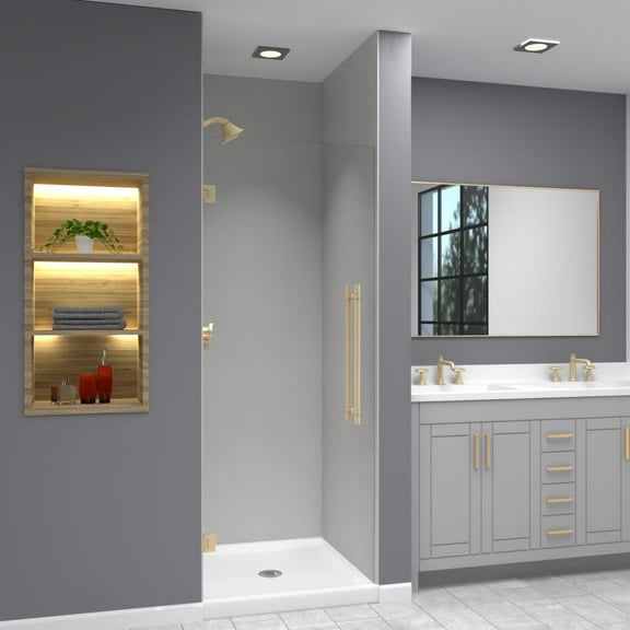 Transolid Ehta297610c-Bk Elizabeth 76" High X 29" Wide Hinged Semi Frameless Shower Door -