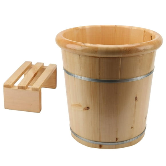 Xuanheng Wood Foot Bath Foot Soak Tub Pedicure Tub Comfortable Laundry Tub Foot Washbasin with bench