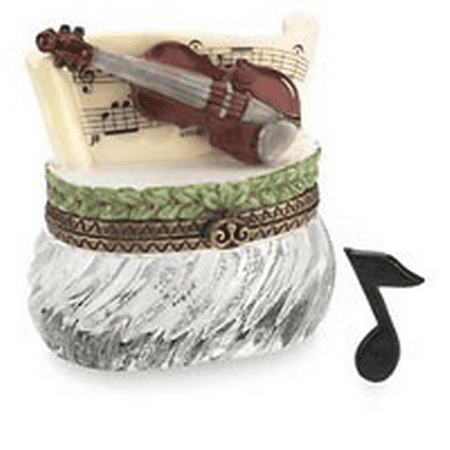 Collectible Porcelain Music Box - Midwest Violin With Music Note PHB Porcelain Hinged Box