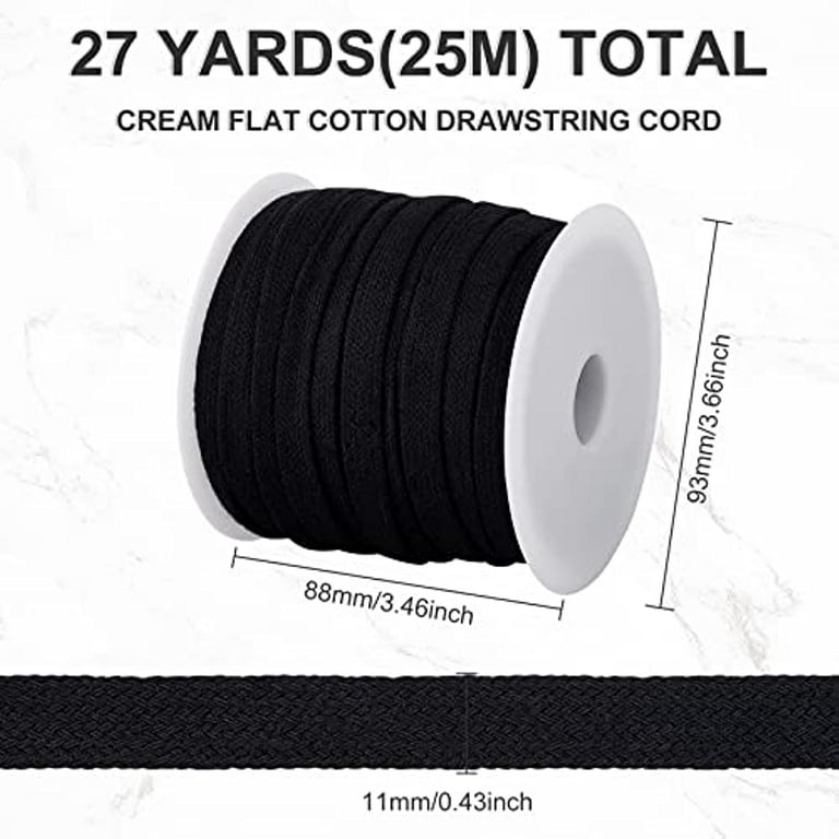 27 Yards Black Flat Replacement Cotton Cords Soft Drawstring Draw Cord for  Garment Accessories 