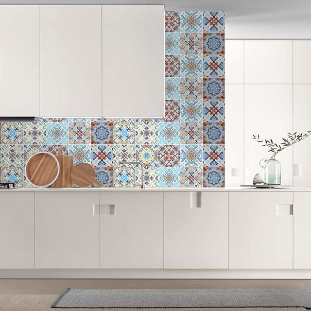 10 Unids Varios Tatuajes De Pared Soledad Calcomanías Backsplas Cocina Para Mejora Cocina 6x6 Pulgadas Impermeable Etiqueta autoadhesiva de la pared