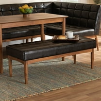 Baxton Studio Sanford Tufted & Upholstered Bench, Dark Brown