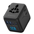 thumbnail image 1 of Decqle Adaptador de viaje universal, adaptador de enchufe de viaje internacional con 2 puertos USB-C (PD 20W) y 1 USB-A, adaptador portátil todo en uno, para EE. UU., Reino Unido, UE, AU y más de 224, 1 of 1