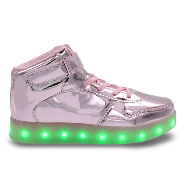 Family SmilesLED Light Up Sneakers High Top USB Charging Lace & Strap ...