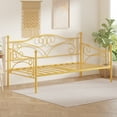 thumbnail image 3 of VECELO Twin Size Metal Daybed, Victorian Platform Sofa Bed Frame with 4 Legs Slats Support, Gold, 3 of 10