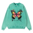 thumbnail image 2 of Sudadera con capucha vintage desgastada con texto "Haz un buen día, mariposa, vuela gratis", para hombre, ropa holgada, sudadera informal de algodón a la moda, 2 of 4