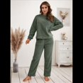 thumbnail image 4 of Pijama de 2 Piezas para Mujer, Conjunto de Ropa de Estar por Casa, Suéter de Punto, Cuello Redondo, Larga, Conjuntos Peludos Verde XL, 4 of 8