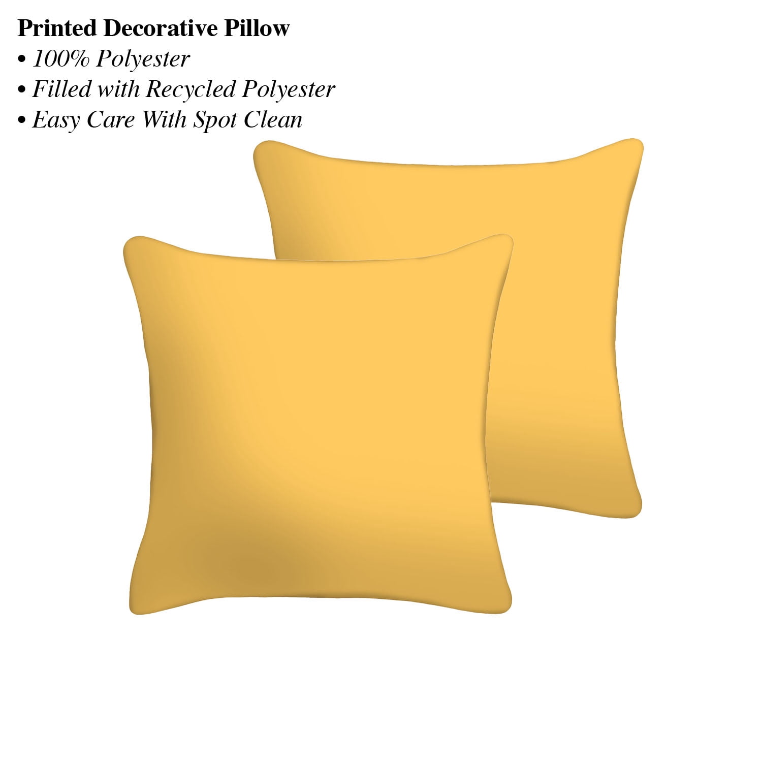Mainstays 16" x 16" Solid Decorative Outdoor Throw Pillow, Yellow