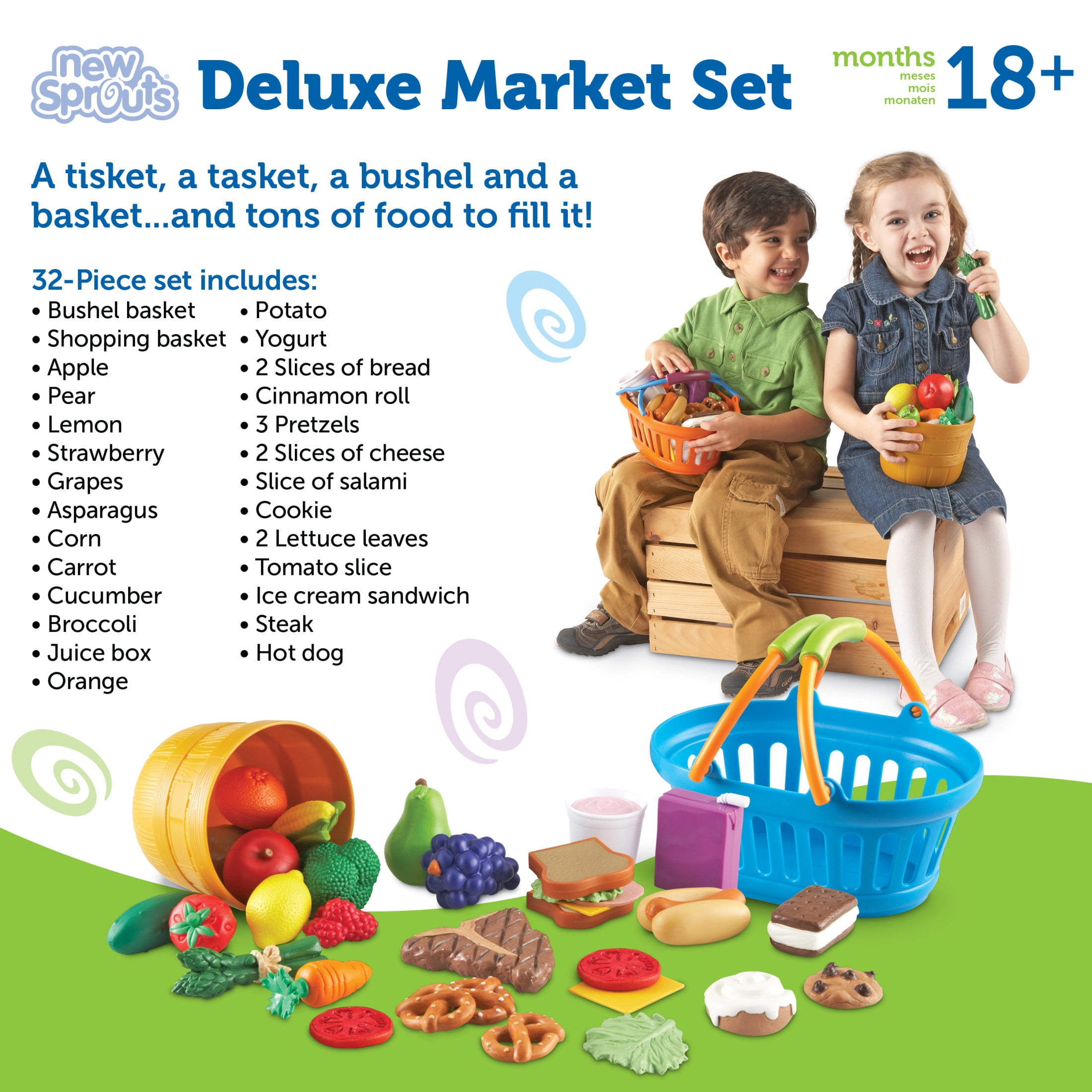 Learning Resources New Sprouts Deluxe Market Set, Pretend Play Food, Ages 18mos+