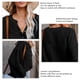 thumbnail image 4 of Blusa de mujer con volantes empalmado linterna manga larga con botones cuello en V Color puro señora Casual Top camisa para otoño negro 2XL, 4 of 5
