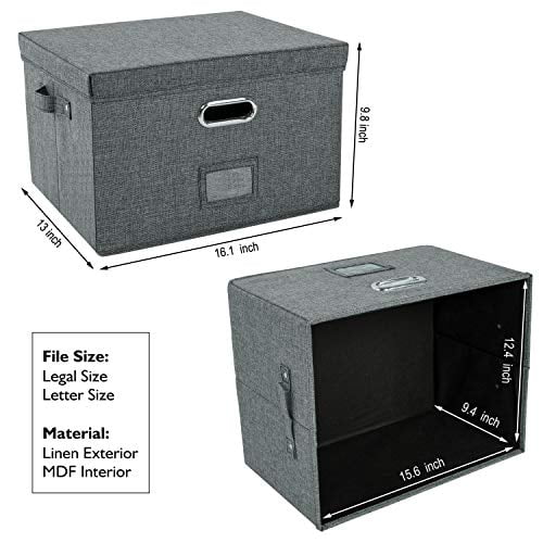 Collapsible Linen Details about   JSungo File Organizer Box Office Document Storage with Lid