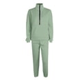 thumbnail image 4 of CIENVNSTG 2 Piece Outfits Sweatsuit Set Half Zip Lapel Collar Long Sleeve Sweatshirt Sweatpant Tracksuit Sets Green M, 4 of 7
