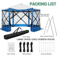 thumbnail image 3 of COBIZI Pop Up Gazebo Screen Tent Screen House for Camping, 12x12 Screen Room with Mosquito Netting, Hub Tent Instant Screened Canopy with Carrying Bag and Ground Stakes, Blue, 3 of 11