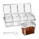thumbnail image 1 of Faxco - Estante para condimentos transparente de 4 celdas, caja de especias, contenedor de almacenamiento, tarros de condimentos, caja de acrílico para condimentos con tapa y cuchara (transparente bás, 1 of 1