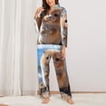 thumbnail image 2 of Yiaed Cute Guinea Pig Sea Print Pajamas Women's Long Sleeve Sleepwear Soft Button Down Loungewear Pjs Lounge Set Nightwear Womens Pajama Pants-Medium, 2 of 7