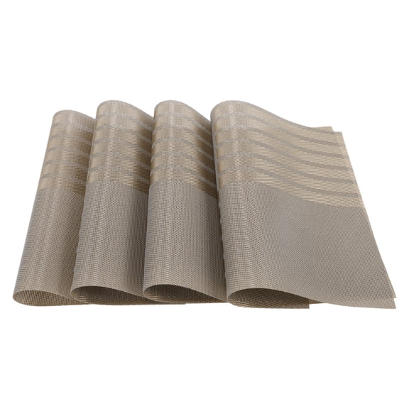4 Pcs Grid Style Placemats PET Place Mats for Kitchen Dining Table Washable Table Mats Gray