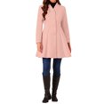 thumbnail image 2 of Women's Single Breasted Coat A Line Mid-Long Peacoats Outerwear Winter Coats XS Pink, 2 of 6
