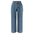 thumbnail image 5 of Women's Retro Dark Wash High Waisted Flare Jeans Wide Leg Denim, 5 of 9