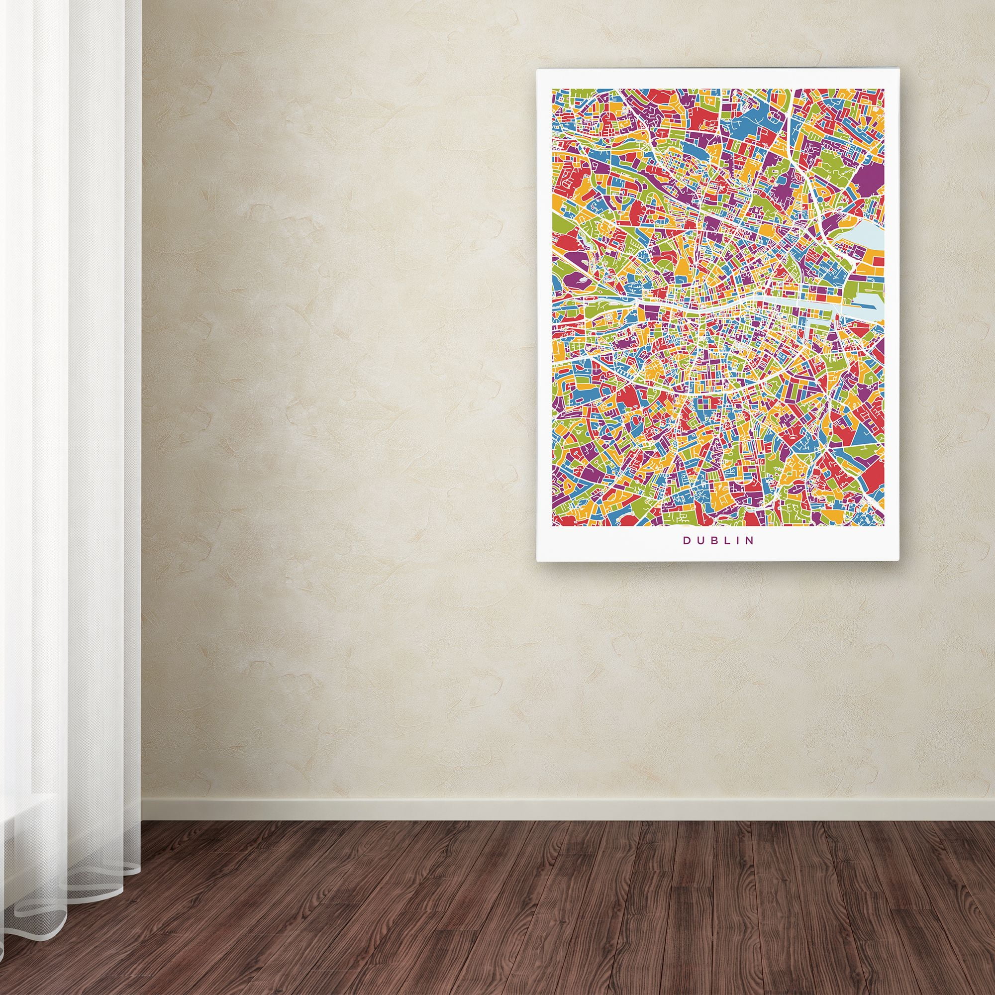 Trademark Fine Art 'Dublin Ireland City Map VI' Canvas Art by Michael Tompsett