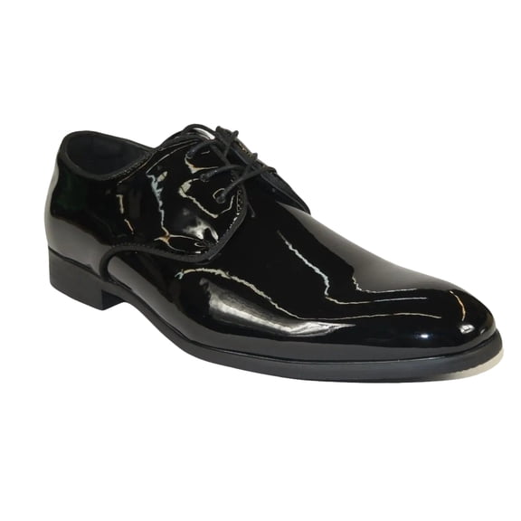 Men Santino Luciano Formal Dress Shoes Patent Leather Shiny Lace up F414 Black
