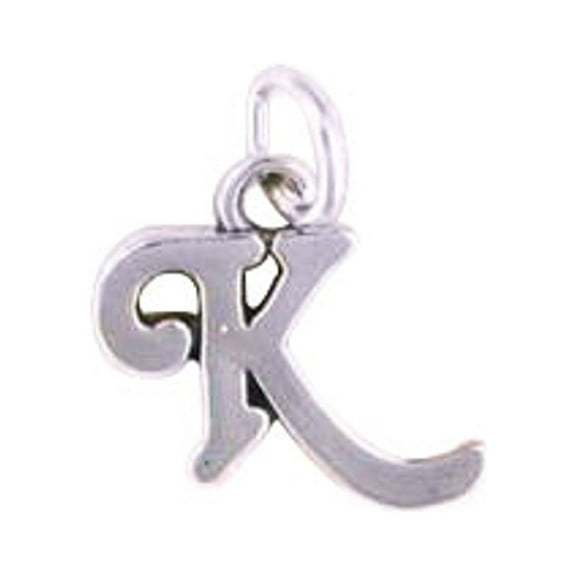 Sterling Silver 16" .8mm Box Chain Scrolled Letter K Pendant Necklace