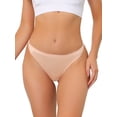 thumbnail image 4 of Unique Bargains Women's Available in Plus Size No-Show Breathable Thongs Beige S, 4 of 6