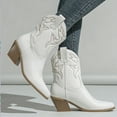 thumbnail image 2 of UngA Mid Calf Boots for Women Cowboy Boots for Women Mid Calf Fashion Cowgirl Boots White,6, 2 of 7