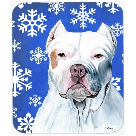 Pit Bull Winter Snowflakes Holiday Mouse Pad, Hot Pad or Trivet