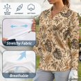 thumbnail image 6 of Xoenoiee Tropical Monstera Palm Leaves Plumeria Flower Print Long Sleeve Golf Shirts for Women Collared V Neck Polo Tennis Top Soft Lightweight Comfort Warm Weather Outfits, Size M, 6 of 7